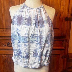Calvin Klein Jeans Tie-Dye Halter Tank Top | Button Front | Tie Hem | LG
